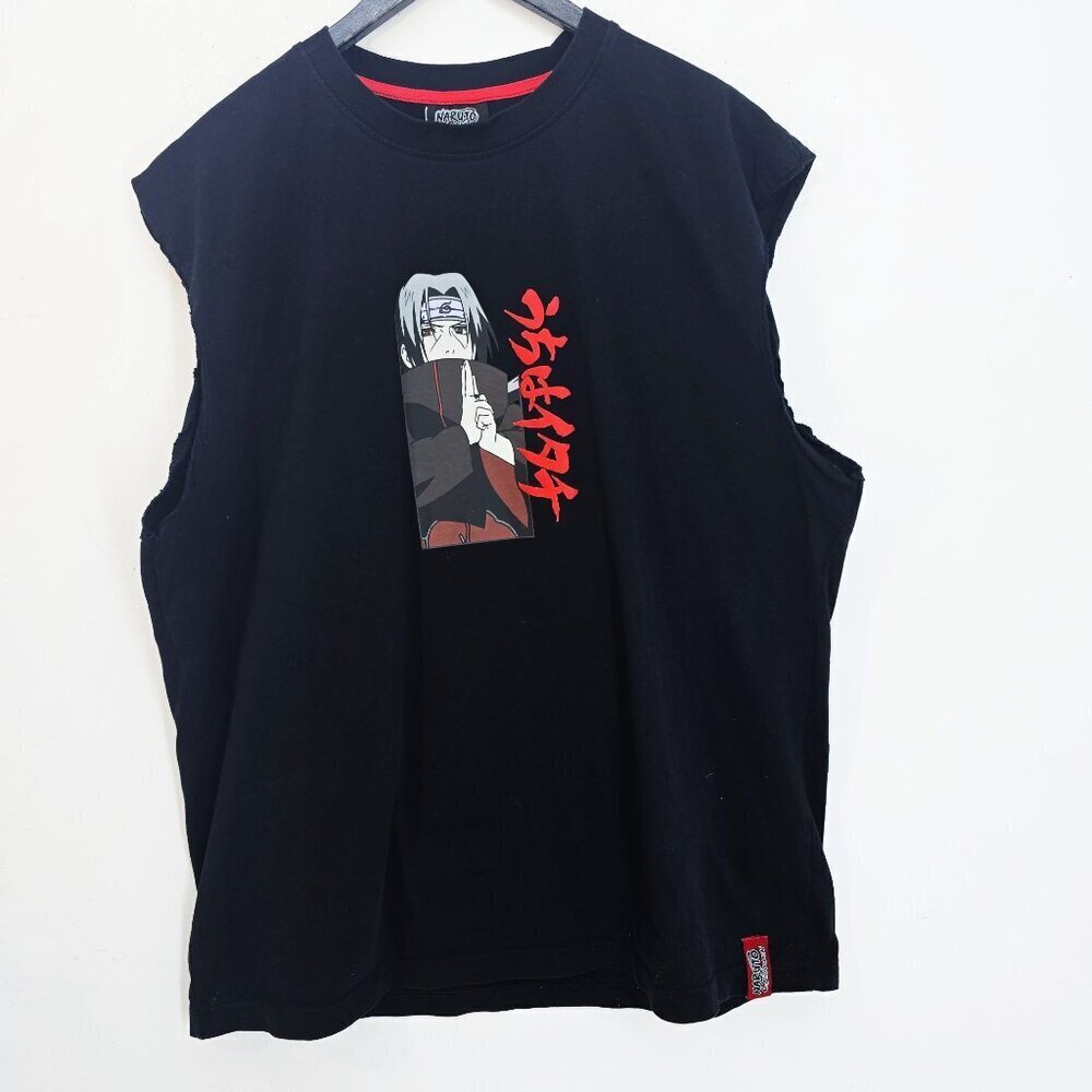 Vintage Y2K NARUTO SHIPPUDEN Itachi & Sasuke Uchiha Black T-Shirt Men Size 2XL